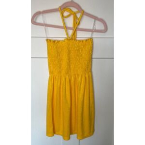 Juicy Couture Y2K yellow smocked cover up halter mini dress Women's size‎ XS
